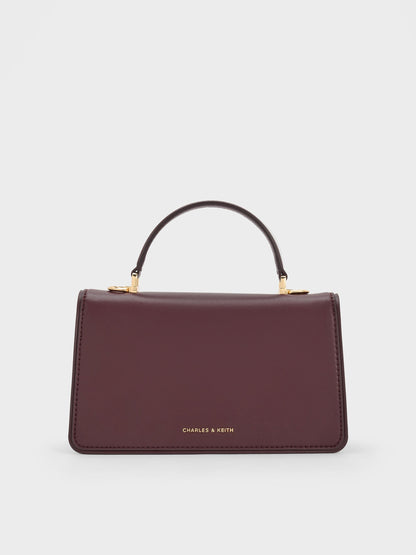 CHARLES & KEITH Trending / Arlet Belted Top Handle Bag - Wineberry Red