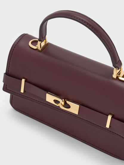 CHARLES & KEITH Trending / Arlet Belted Top Handle Bag - Wineberry Red