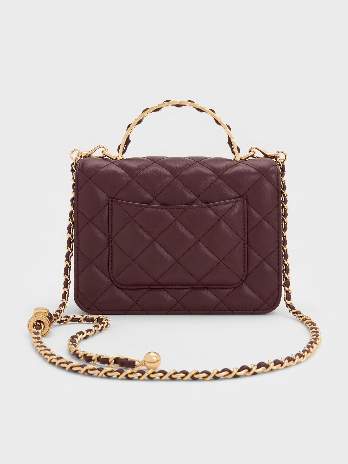 CHARLES & KEITH Deals / Cressida Quilted Top Handle Bag - Wineberry Red