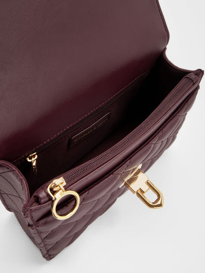 CHARLES & KEITH Deals / Cressida Quilted Top Handle Bag - Wineberry Red