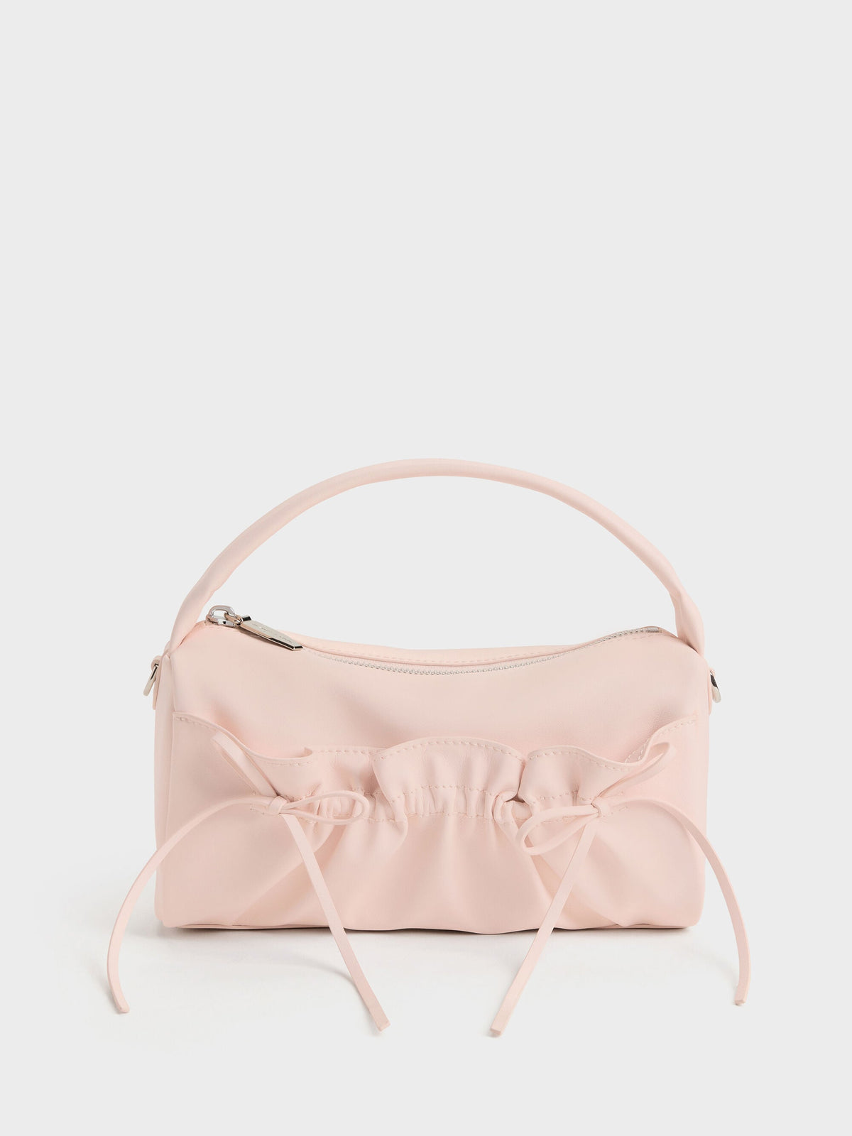 CHARLES & KEITH Quality / Reese Ruched Bow Top Handle Bag - Soft Pink