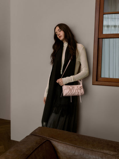 CHARLES & KEITH Quality / Reese Ruched Bow Top Handle Bag - Soft Pink