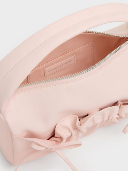 CHARLES & KEITH Quality / Reese Ruched Bow Top Handle Bag - Soft Pink