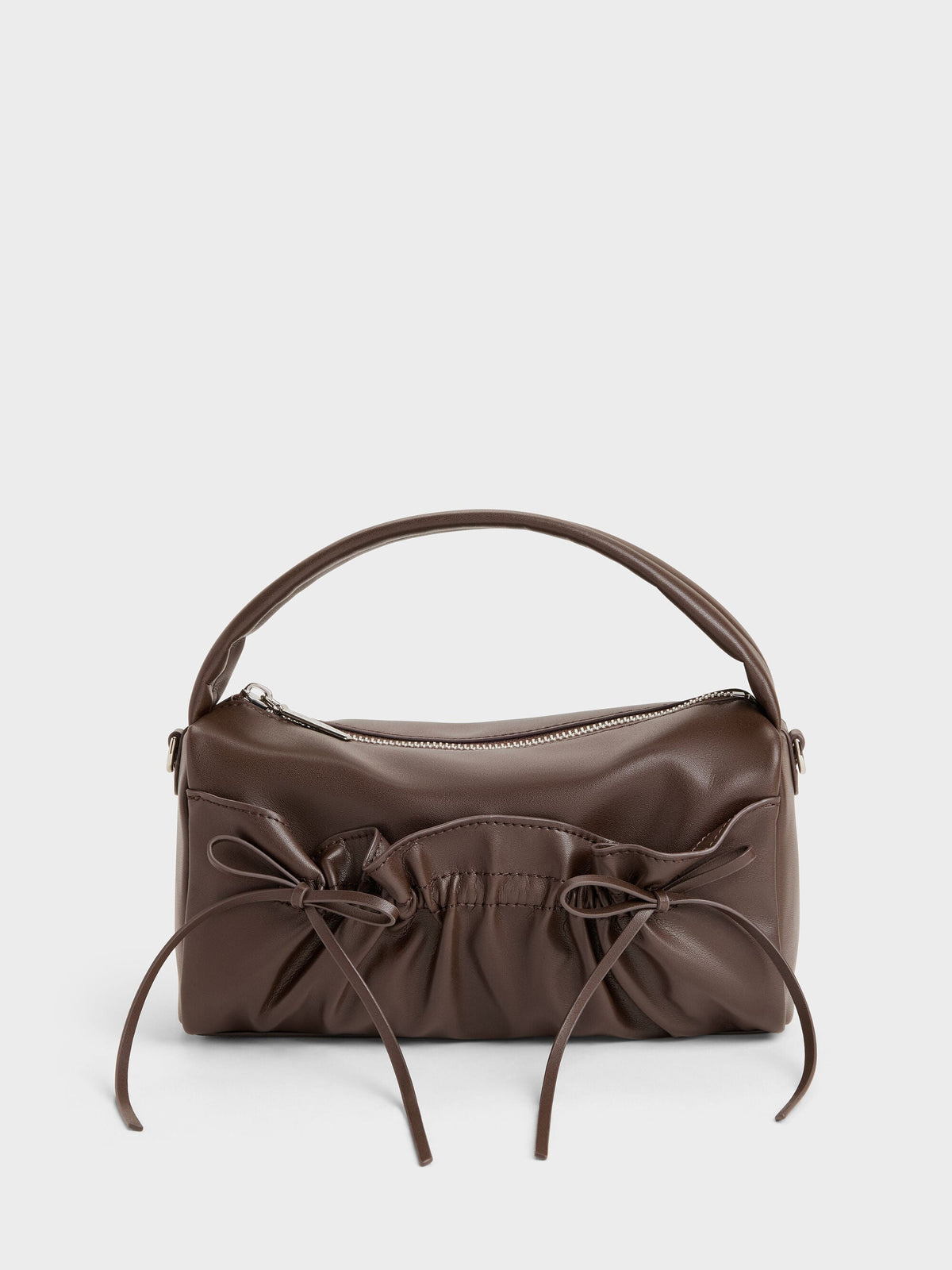 CHARLES & KEITH Special Offer / Reese Ruched Bow Top Handle Bag - Espresso Brown