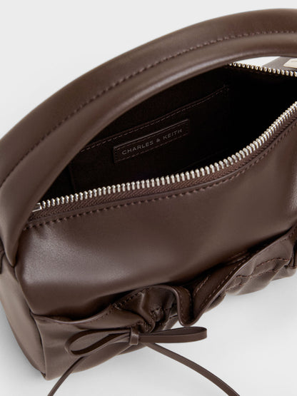 CHARLES & KEITH Special Offer / Reese Ruched Bow Top Handle Bag - Espresso Brown