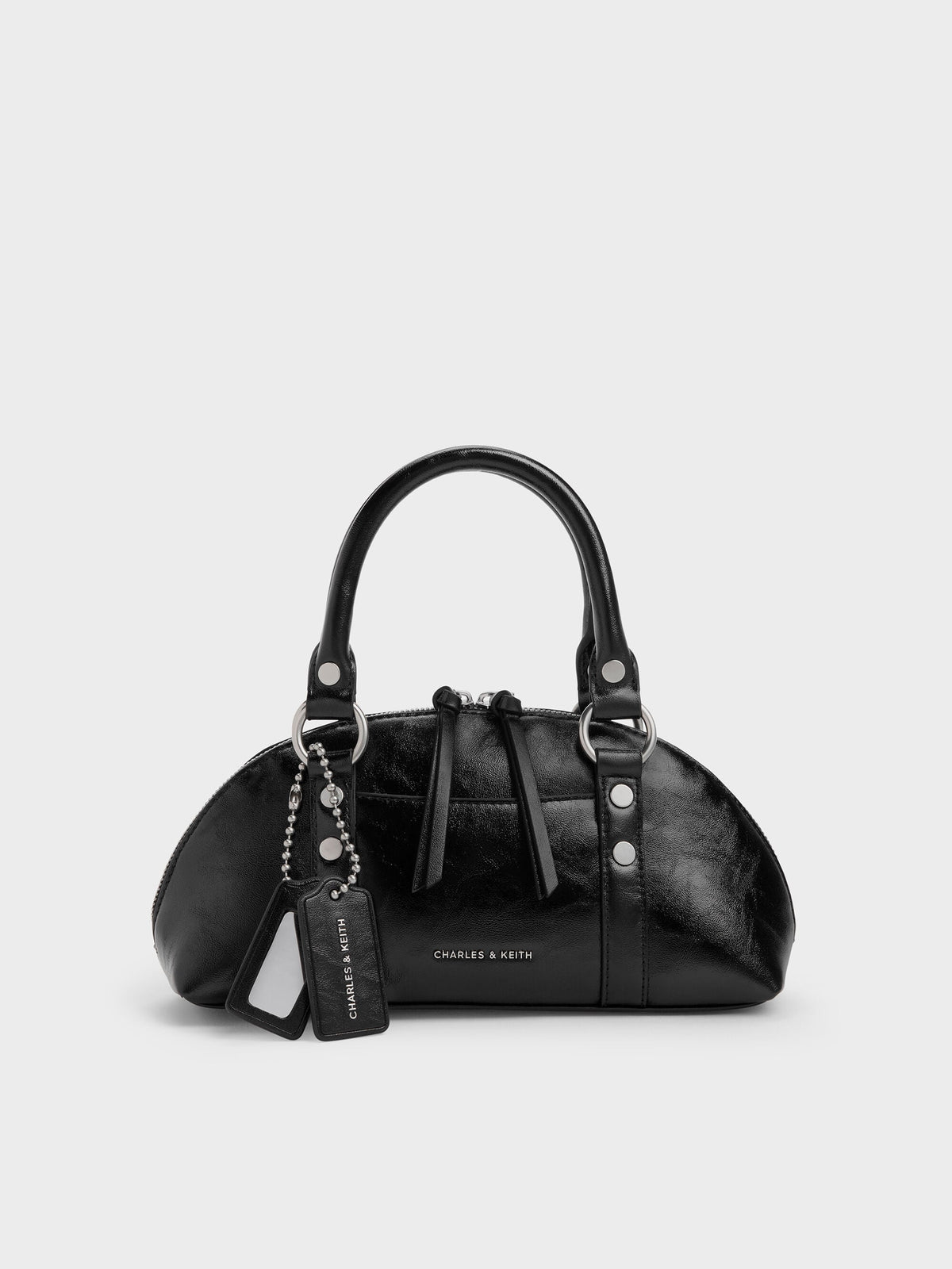 CHARLES & KEITH Signature / Tatiana Studded Bowling Bag - Noir
