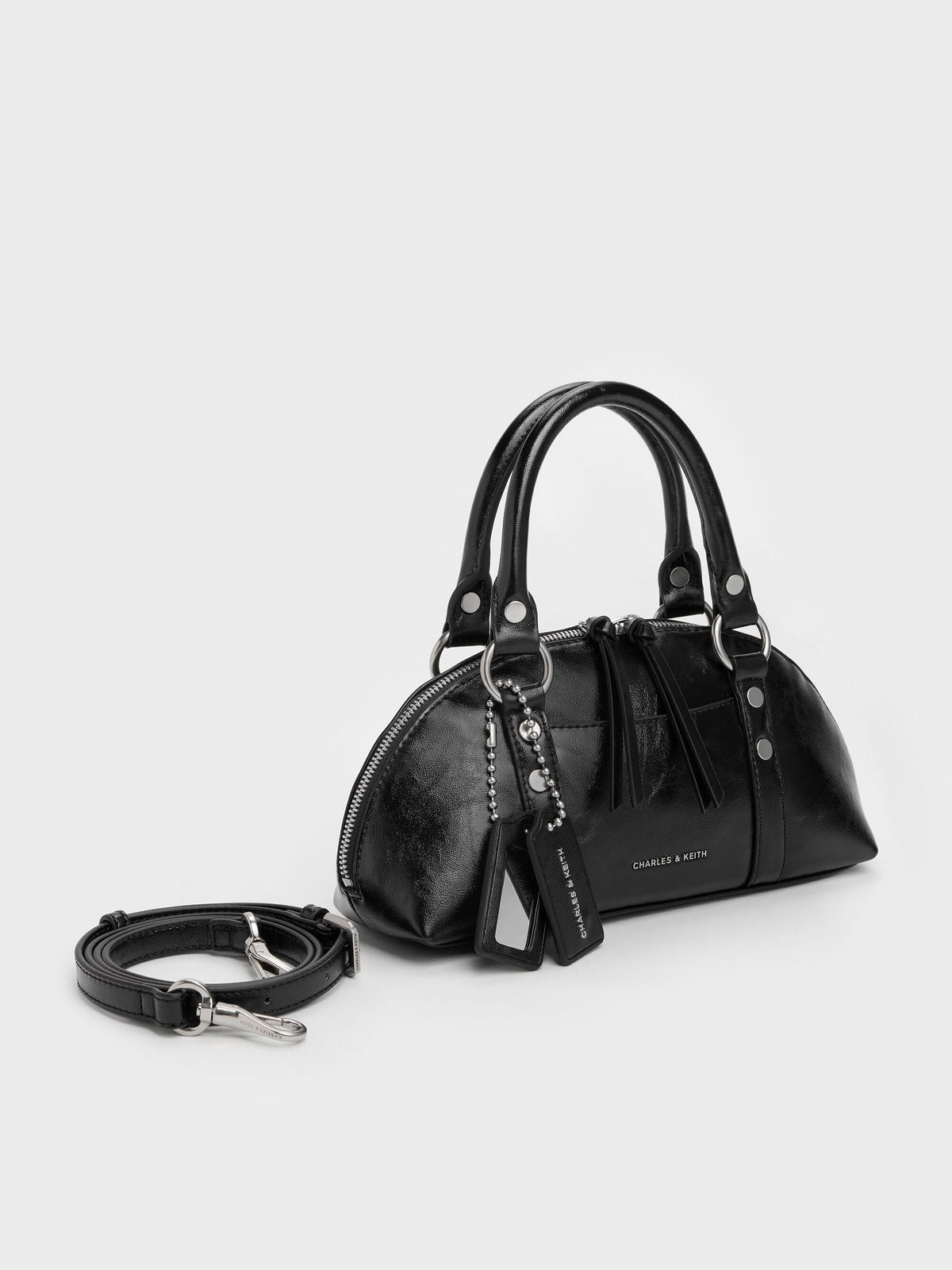 CHARLES & KEITH Signature / Tatiana Studded Bowling Bag - Noir