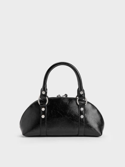 CHARLES & KEITH Signature / Tatiana Studded Bowling Bag - Noir