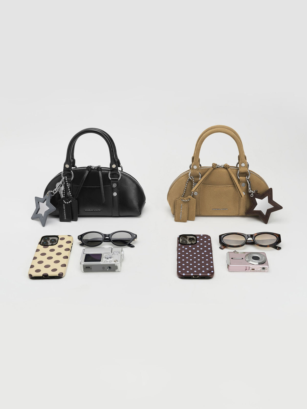 CHARLES & KEITH Signature / Tatiana Studded Bowling Bag - Noir