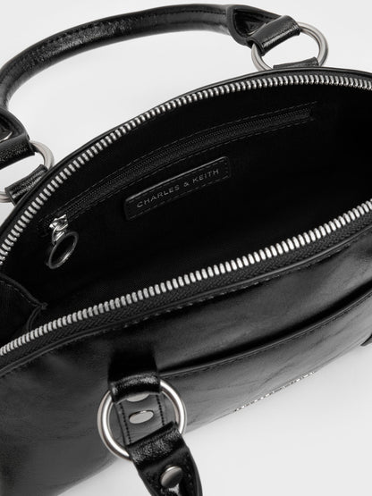 CHARLES & KEITH Signature / Tatiana Studded Bowling Bag - Noir