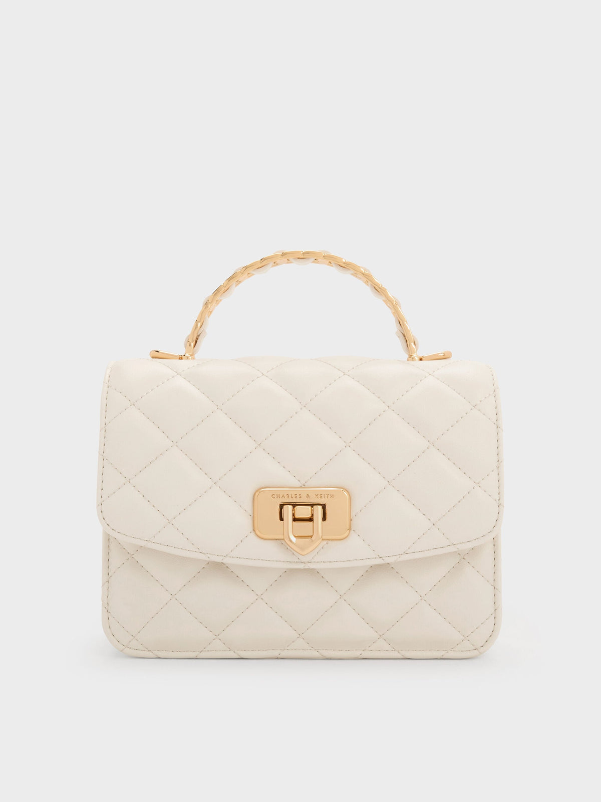 CHARLES & KEITH Popular / Cressida Quilted Top Handle Bag - Cream