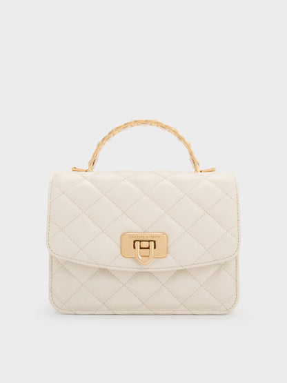 CHARLES & KEITH Popular / Cressida Quilted Top Handle Bag - Cream