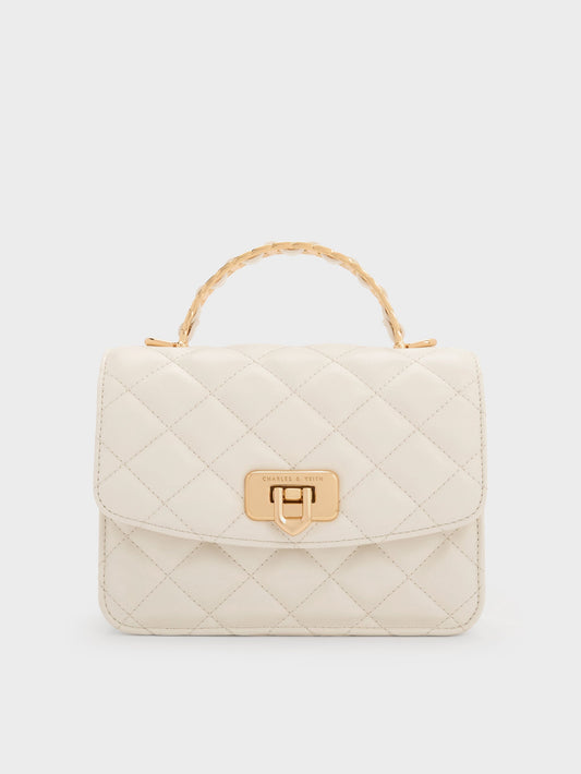 CHARLES & KEITH Popular / Cressida Quilted Top Handle Bag - Cream
