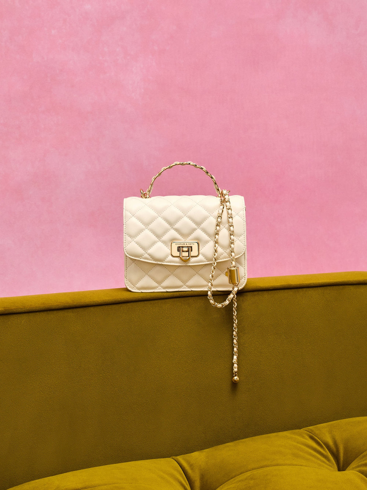 CHARLES & KEITH Popular / Cressida Quilted Top Handle Bag - Cream