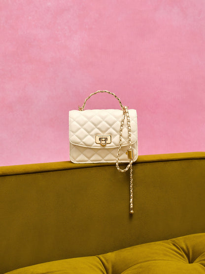 CHARLES & KEITH Popular / Cressida Quilted Top Handle Bag - Cream