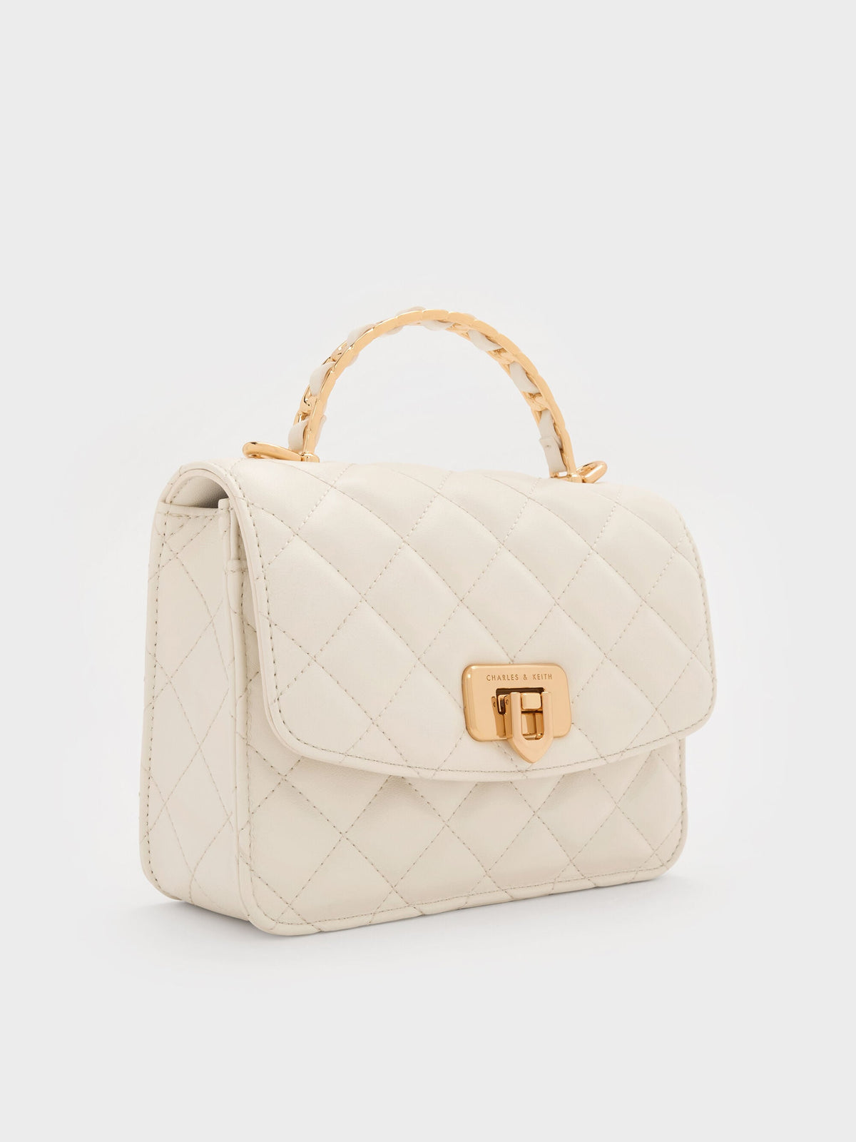 CHARLES & KEITH Popular / Cressida Quilted Top Handle Bag - Cream