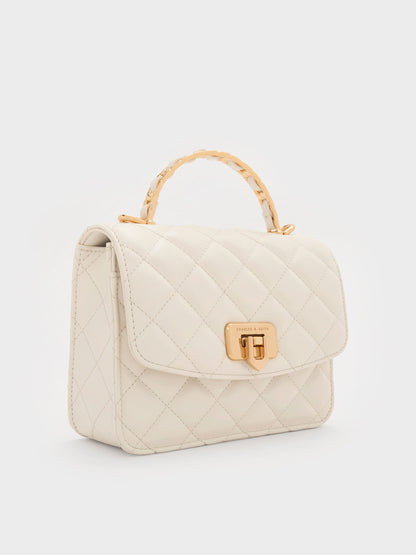 CHARLES & KEITH Popular / Cressida Quilted Top Handle Bag - Cream