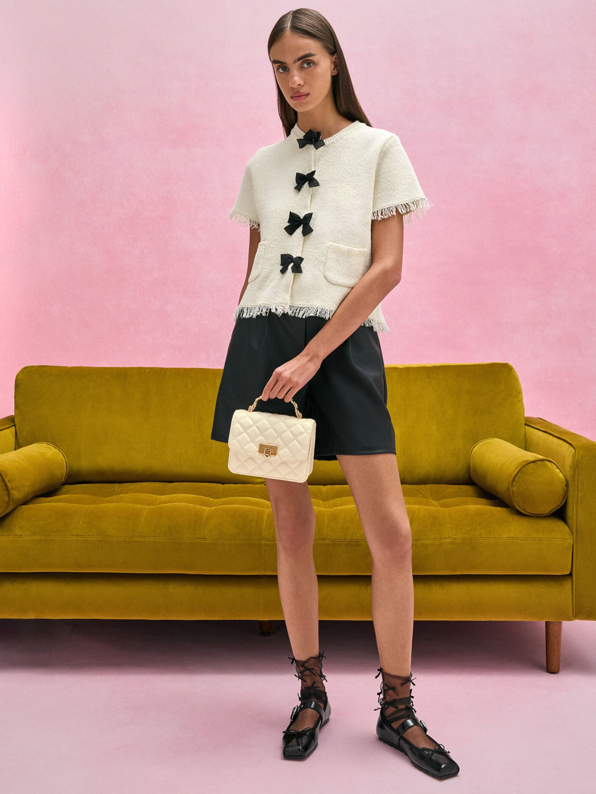 CHARLES & KEITH Popular / Cressida Quilted Top Handle Bag - Cream