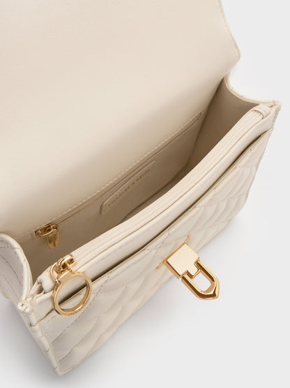 CHARLES & KEITH Popular / Cressida Quilted Top Handle Bag - Cream