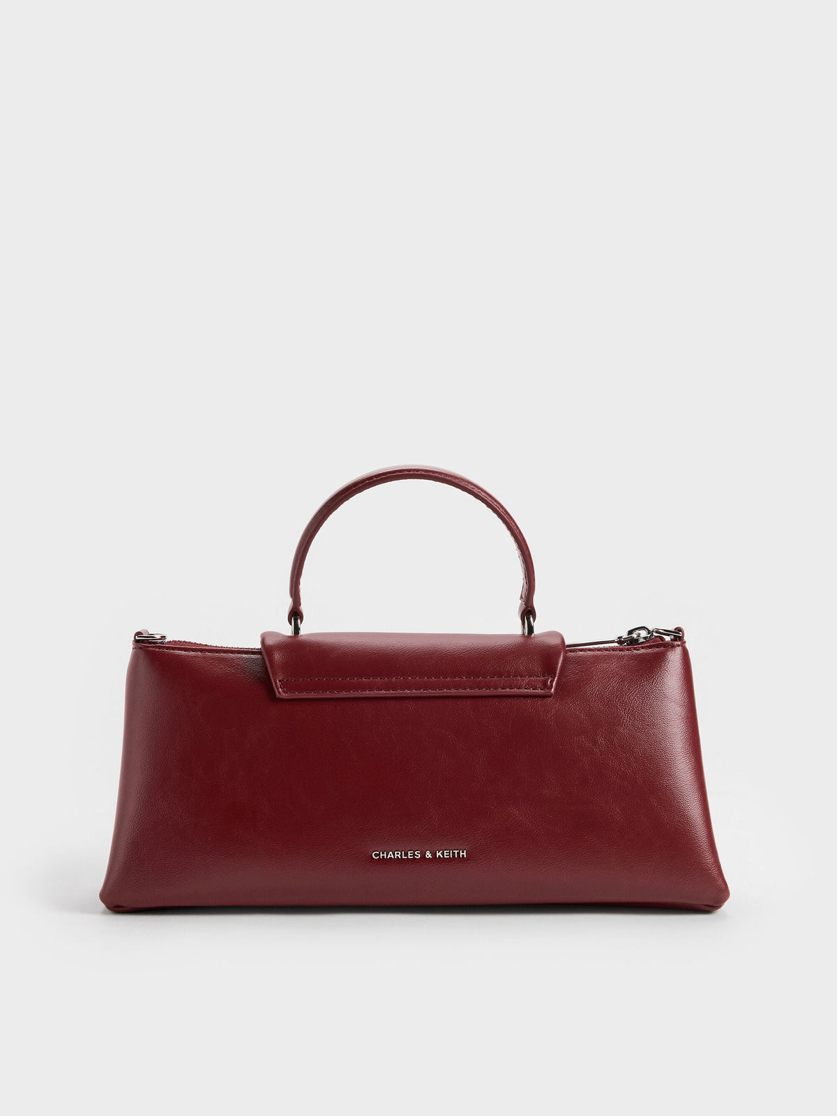 CHARLES & KEITH Classic / Lilibet Elongated Top Handle Bag - Burgundy