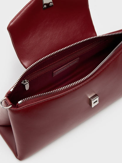 CHARLES & KEITH Classic / Lilibet Elongated Top Handle Bag - Burgundy