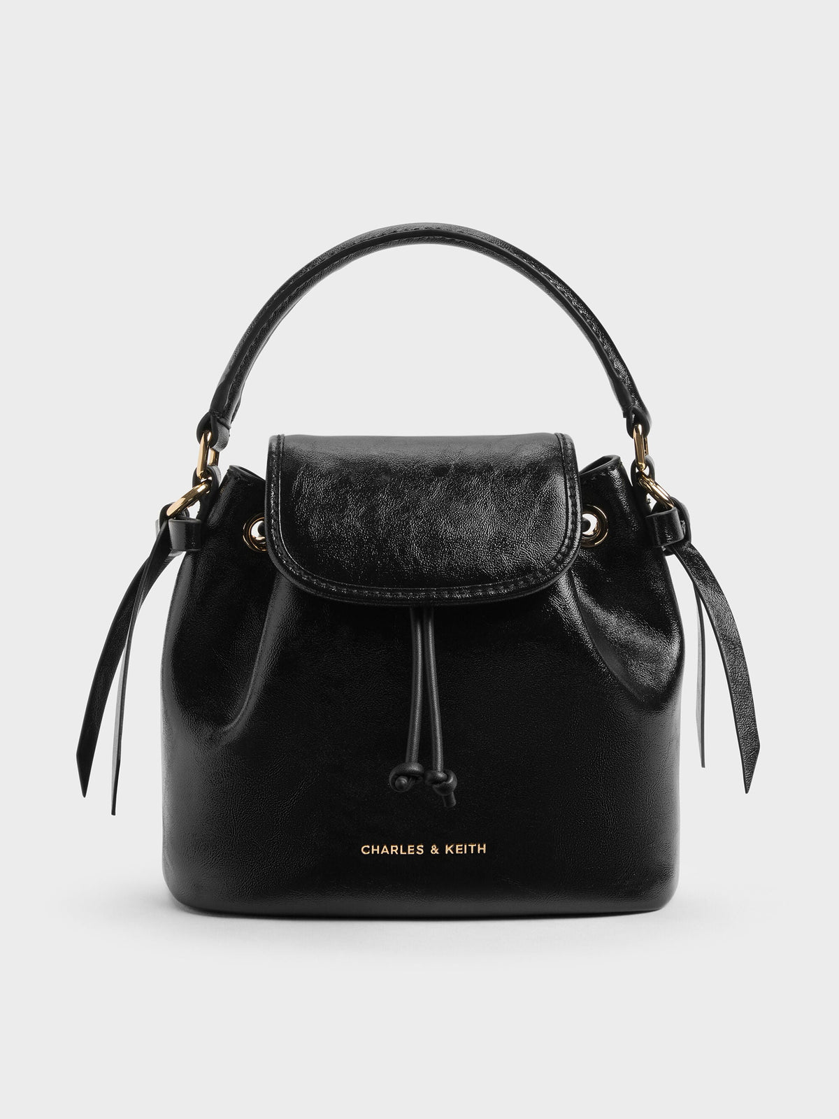 CHARLES & KEITH Classic / Dalia Bow Top Handle Bag - Black