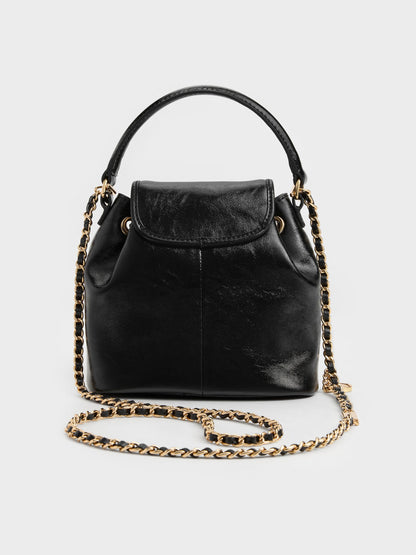 CHARLES & KEITH Classic / Dalia Bow Top Handle Bag - Black