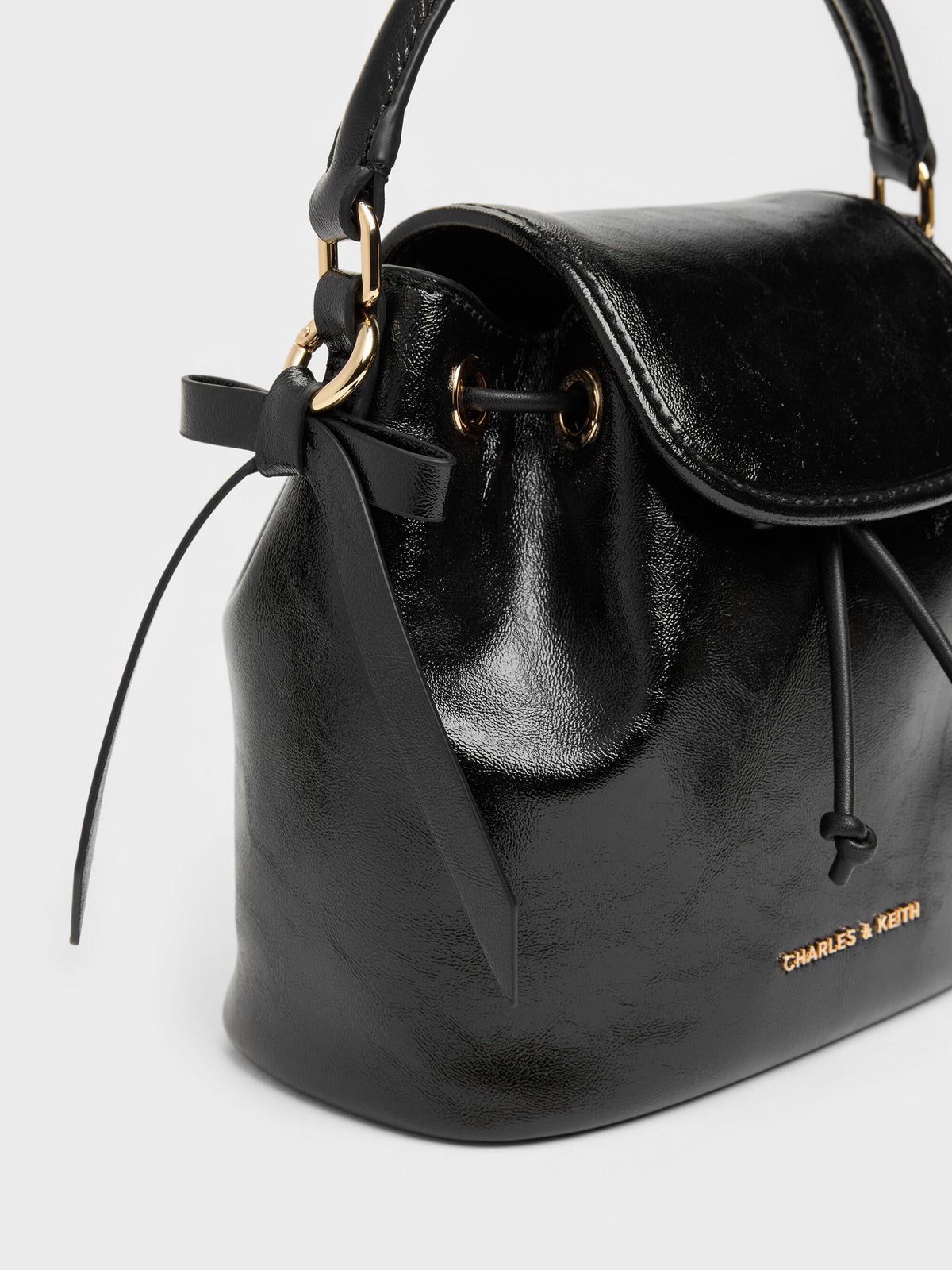 CHARLES & KEITH Classic / Dalia Bow Top Handle Bag - Black