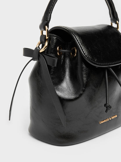 CHARLES & KEITH Classic / Dalia Bow Top Handle Bag - Black