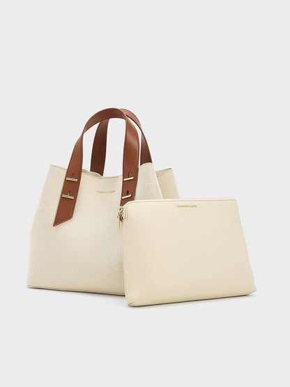 CHARLES & KEITH Best Price / Shania Canvas Tote Bag - Chocolate