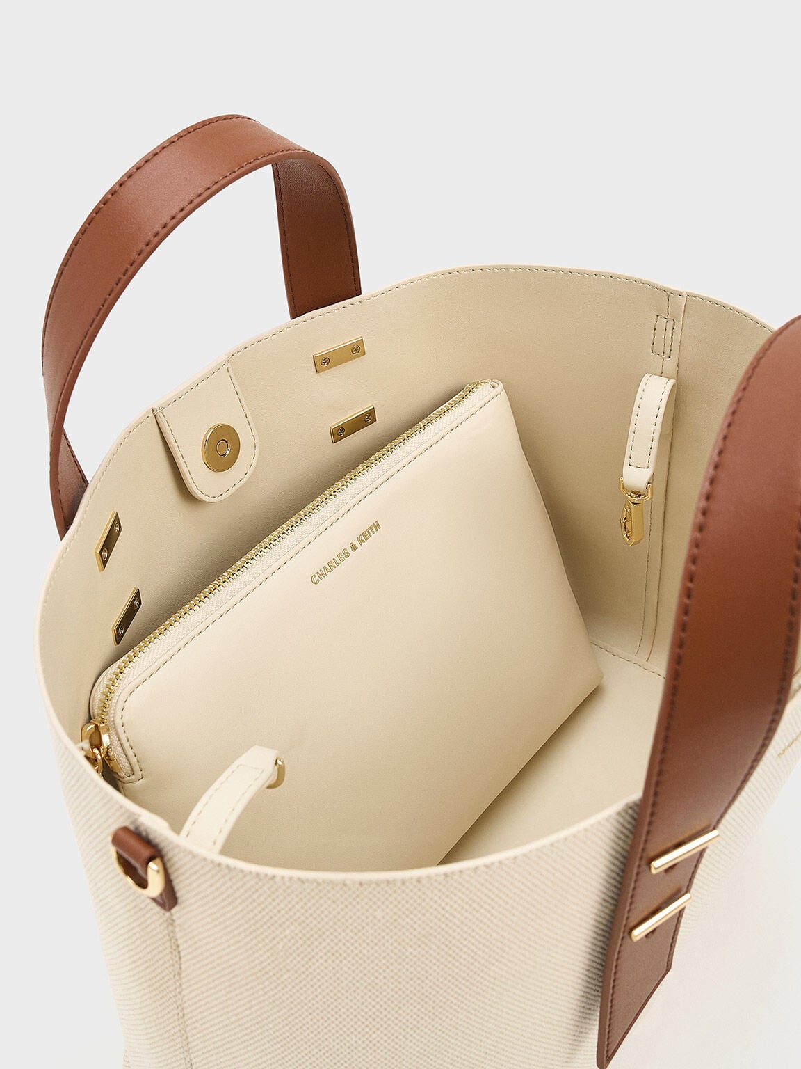 CHARLES & KEITH Best Price / Shania Canvas Tote Bag - Chocolate