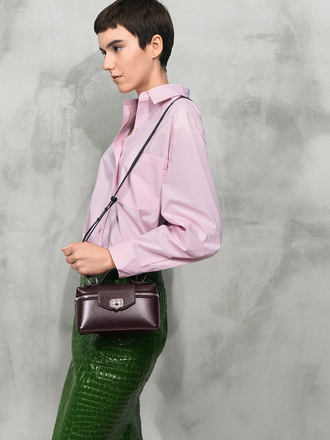 CHARLES & KEITH Deals / Arwen Top Handle Vanity Bag - Plum