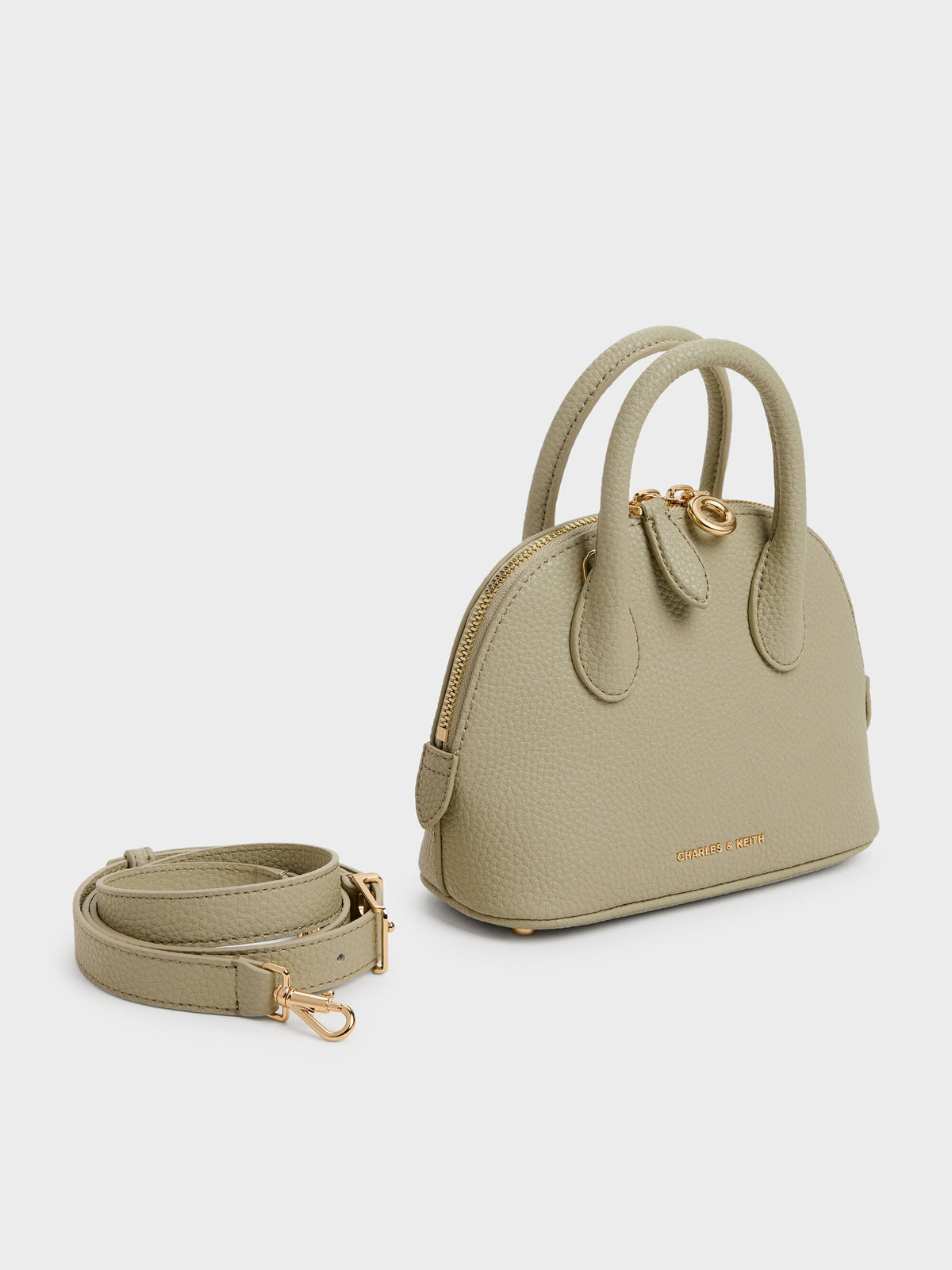 CHARLES & KEITH Signature / Beryl Bowling Bag - Pale Olive