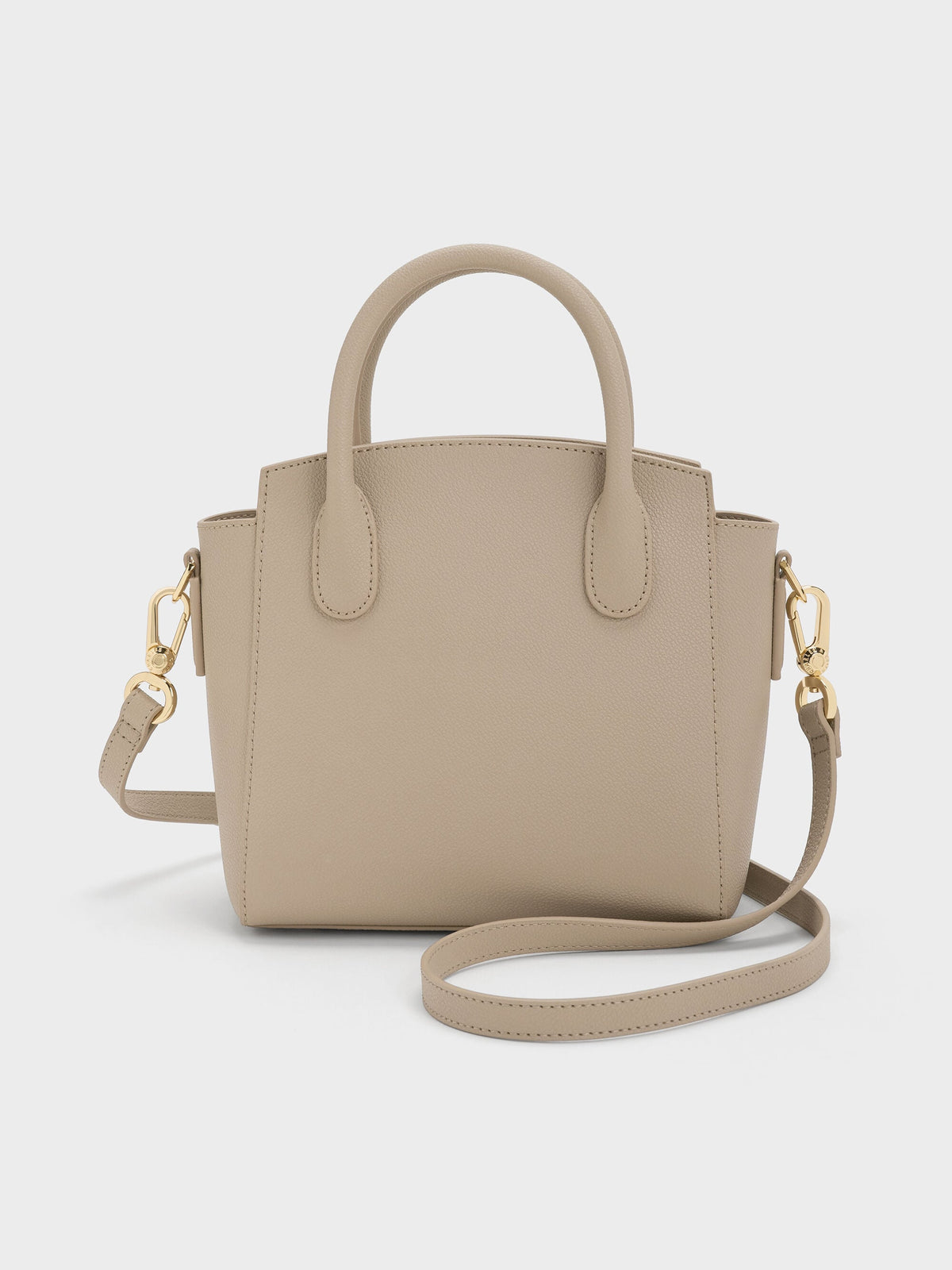 CHARLES & KEITH Value / Harper Structured Top Handle Bag - Taupe