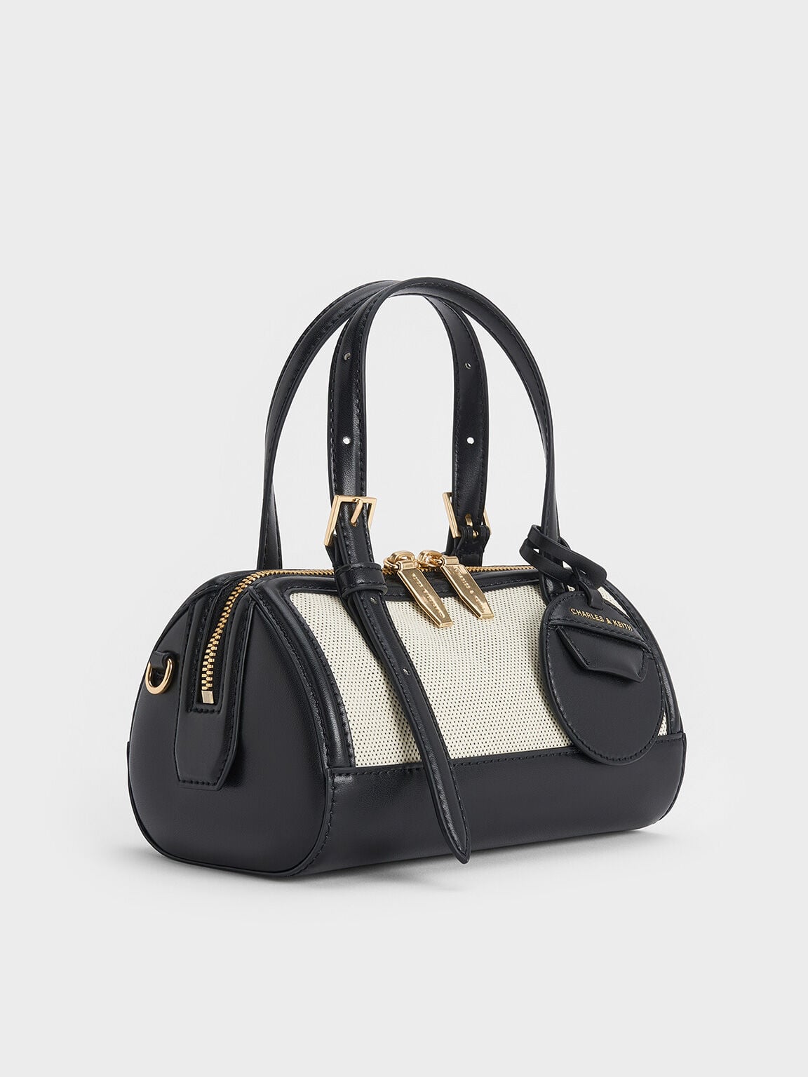 CHARLES & KEITH Hot Sale / Enola Canvas Bowling Bag - Black