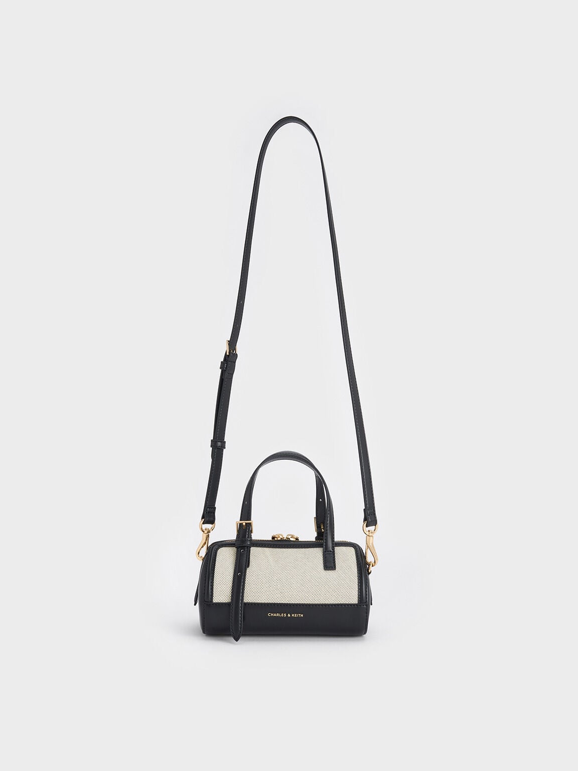 CHARLES & KEITH Hot Sale / Enola Canvas Bowling Bag - Black