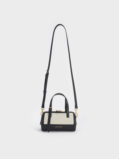 CHARLES & KEITH Hot Sale / Enola Canvas Bowling Bag - Black