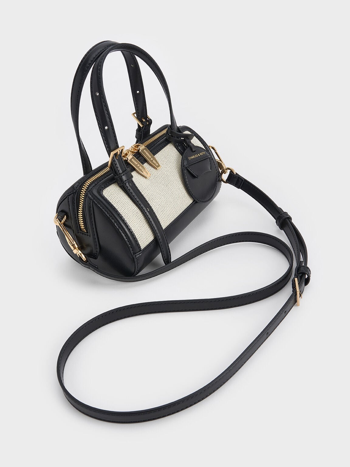 CHARLES & KEITH Hot Sale / Enola Canvas Bowling Bag - Black