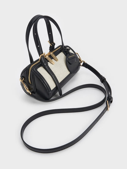 CHARLES & KEITH Hot Sale / Enola Canvas Bowling Bag - Black