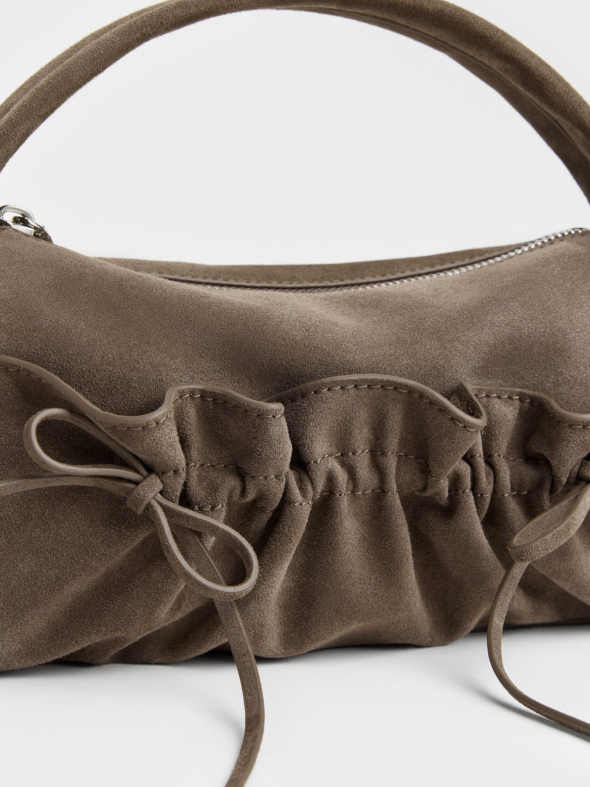 CHARLES & KEITH Trending / Reese Ruched Bow Top Handle Bag - Stone Grey