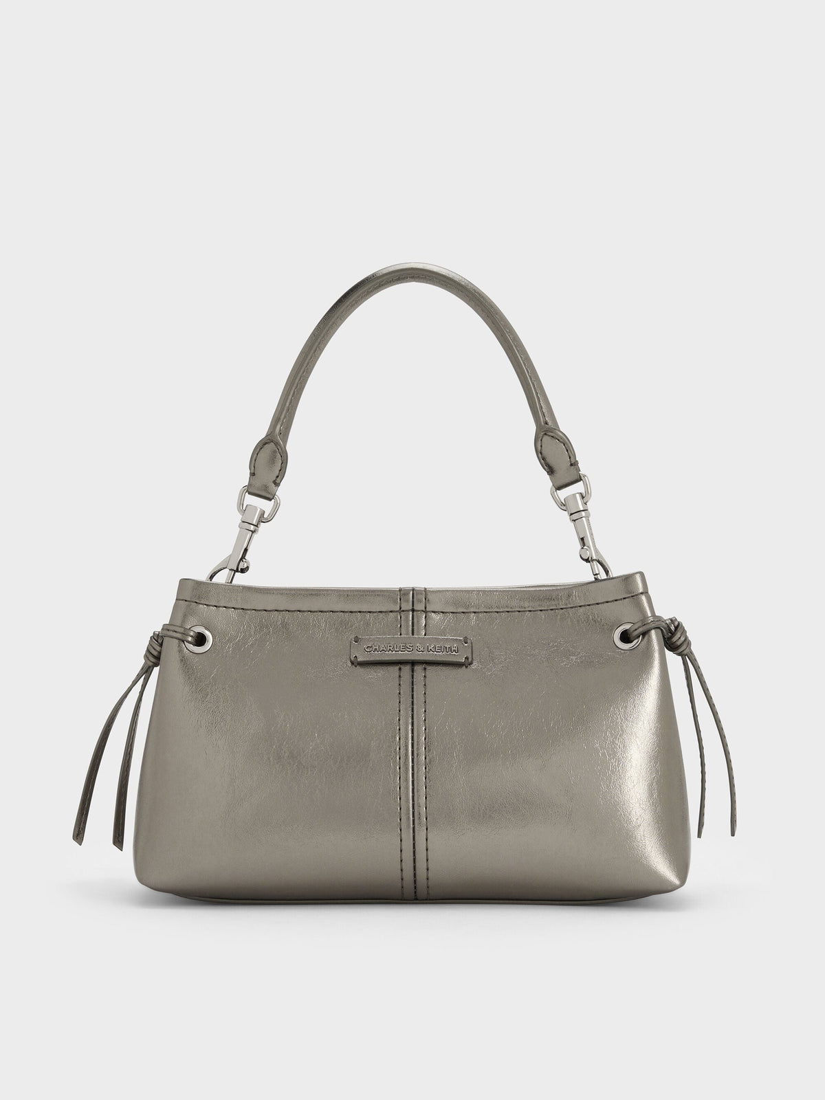 CHARLES & KEITH Hot Sale / Noane Metallic Top Handle Bag - Pewter