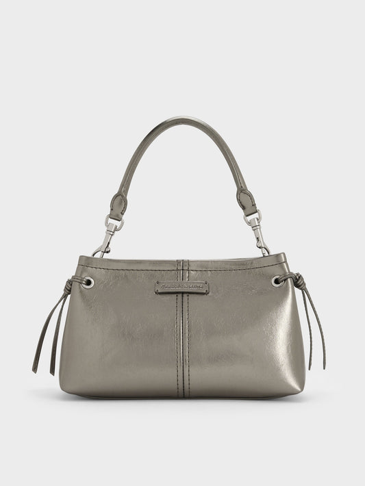 CHARLES & KEITH Hot Sale / Noane Metallic Top Handle Bag - Pewter