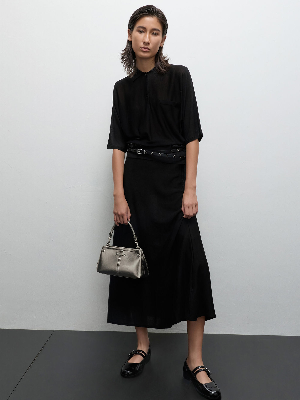 CHARLES & KEITH Hot Sale / Noane Metallic Top Handle Bag - Pewter
