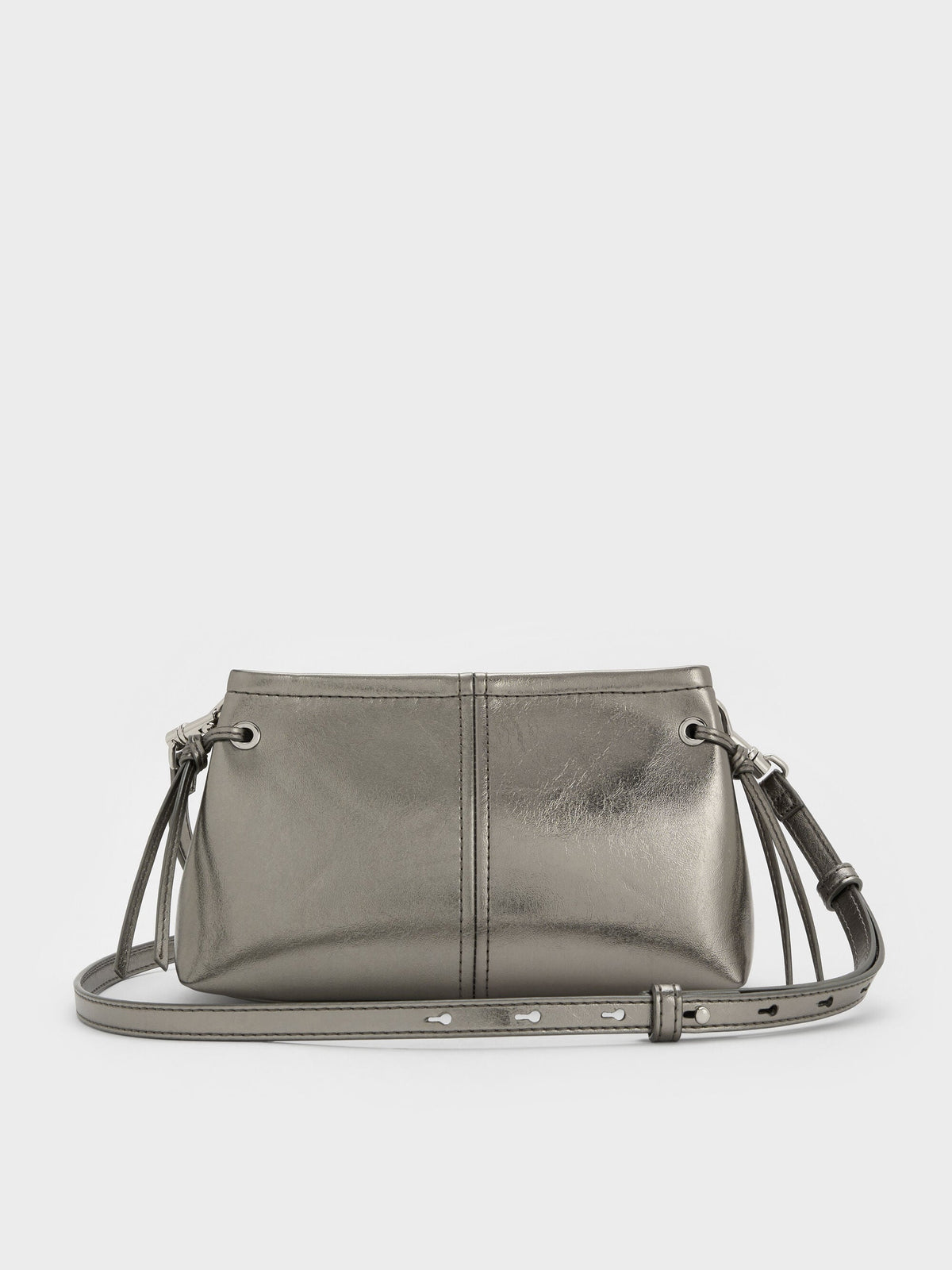 CHARLES & KEITH Hot Sale / Noane Metallic Top Handle Bag - Pewter