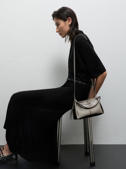 CHARLES & KEITH Hot Sale / Noane Metallic Top Handle Bag - Pewter