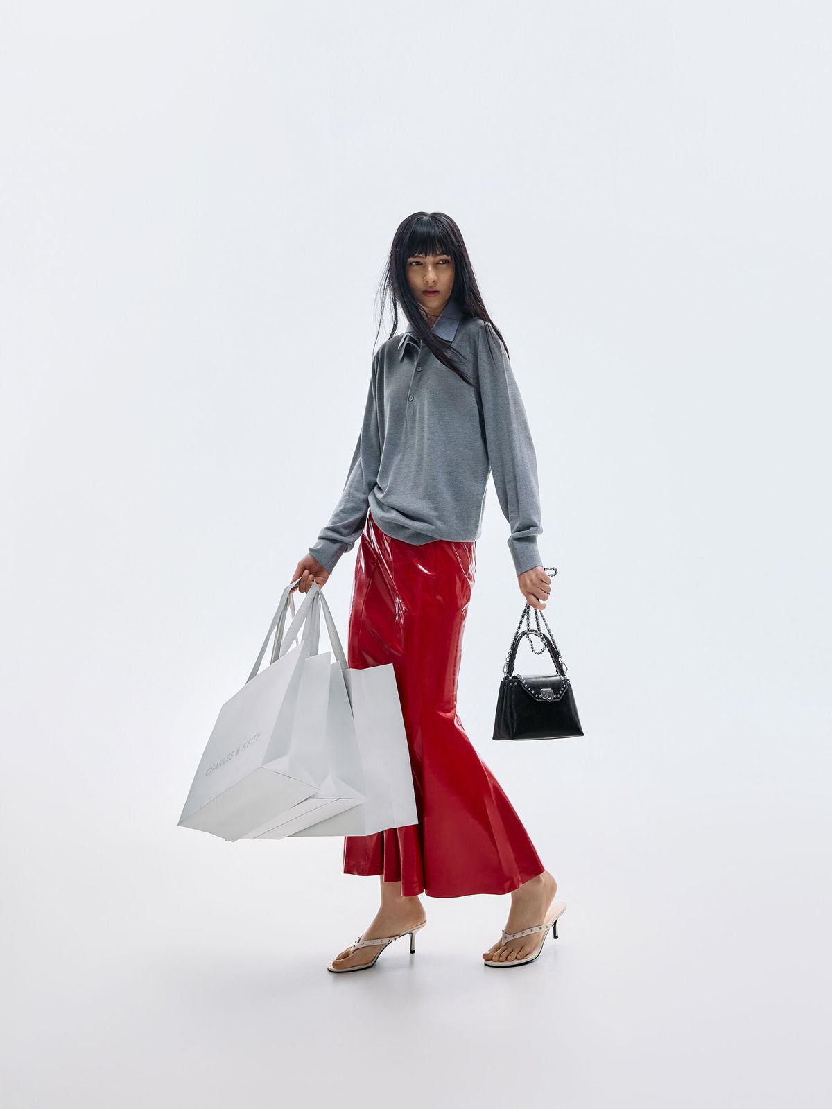 CHARLES & KEITH Exclusive / Arwen Studded Top Handle Bag - Noir