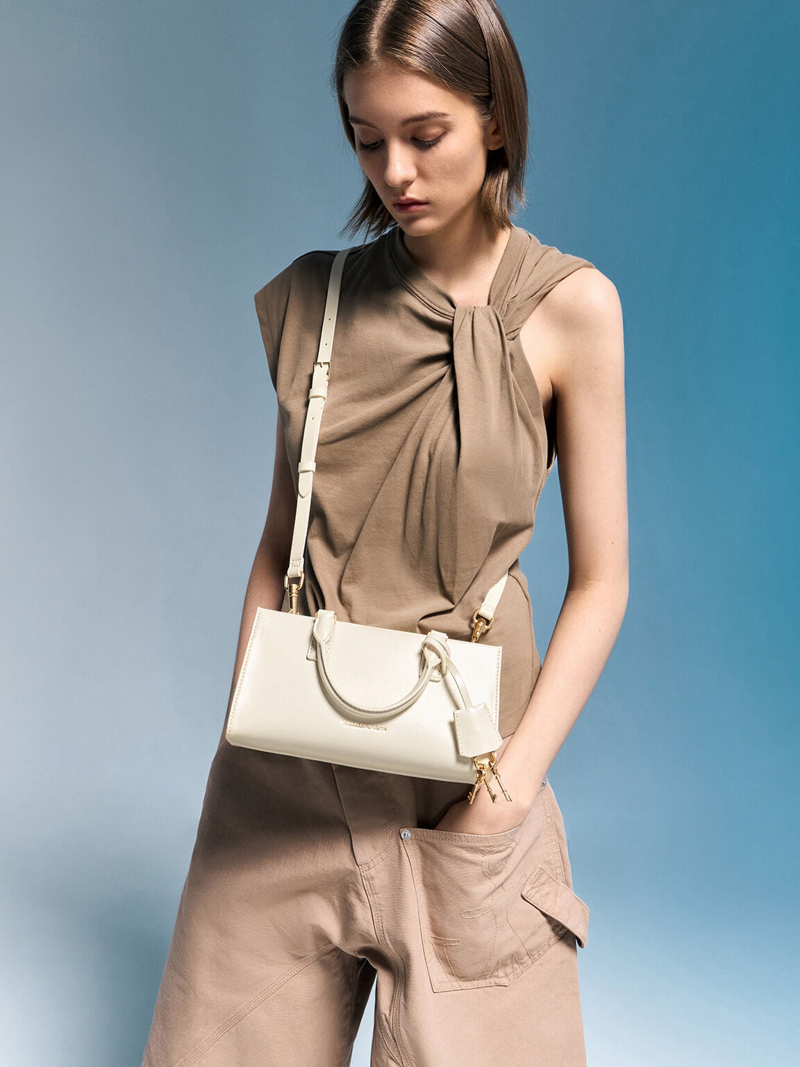 CHARLES & KEITH Trending / Kerry Top Handle Bag - Cream