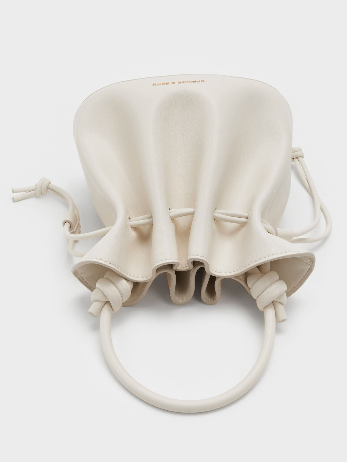 CHARLES & KEITH Classic / Sammie Drawstring Bucket Bag - Cream