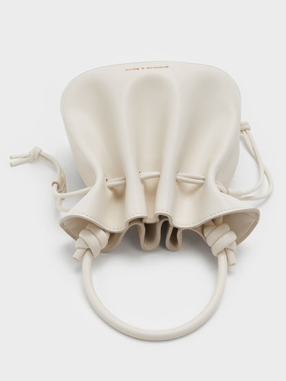 CHARLES & KEITH Classic / Sammie Drawstring Bucket Bag - Cream