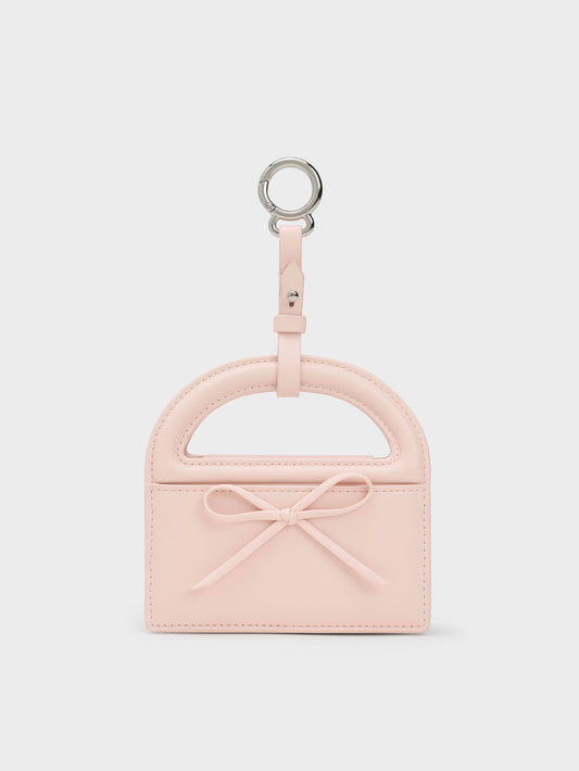 CHARLES & KEITH Signature / Reese Bow Top Handle Wristlet - Soft Pink